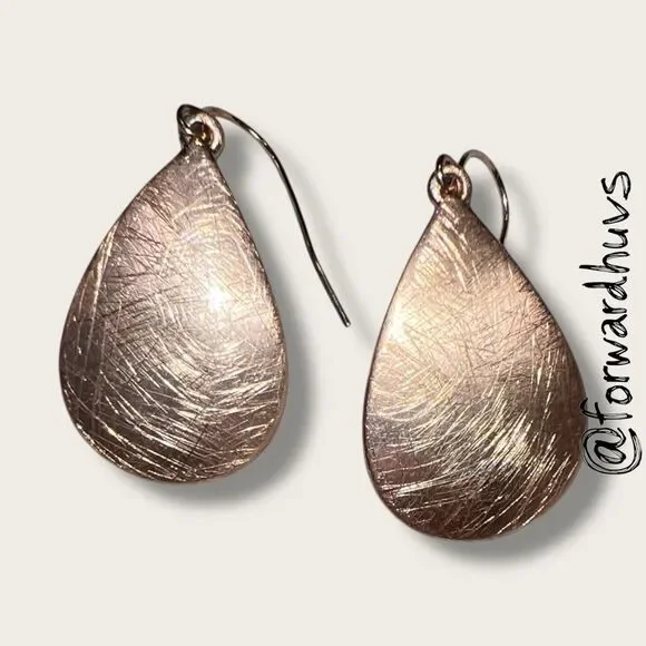 Hand Crafted Copper Teardrop Earrings – Brushed Texture - Picture 1 of 7